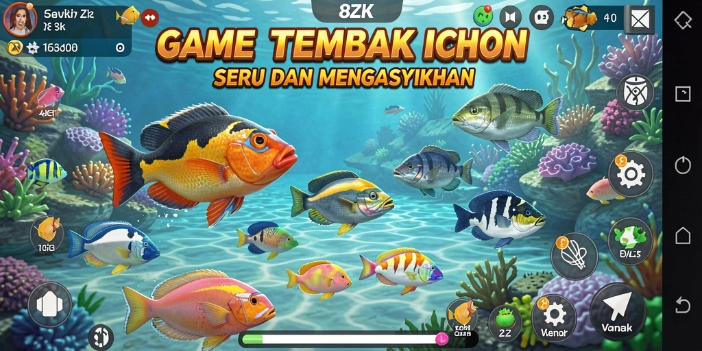 Screenshot gameplay 8ZK menampilkan keseruan Tembak Ikan.