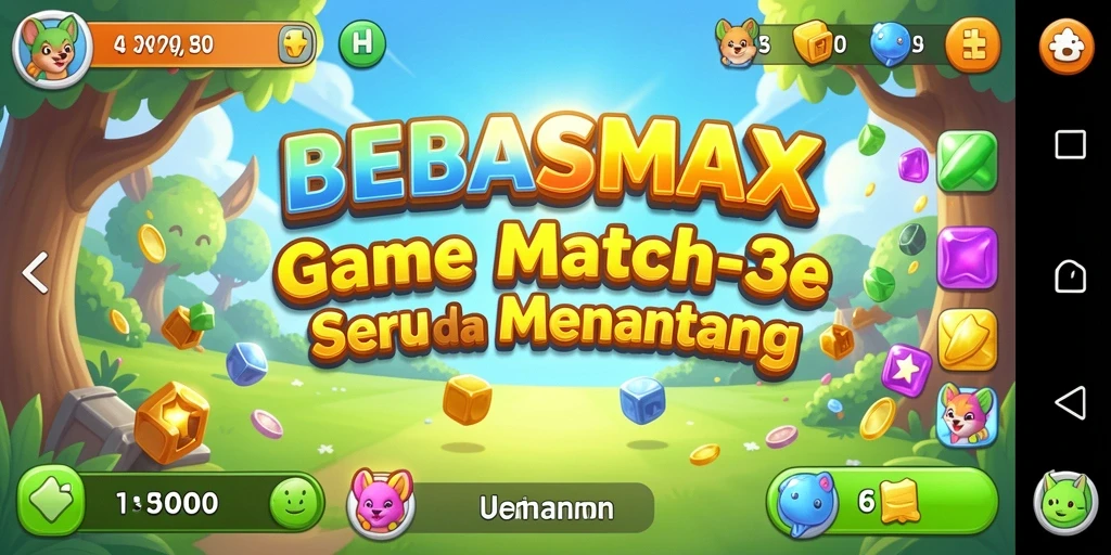 Tampilan gameplay seru di BEBASMAX dengan elemen Match-3.