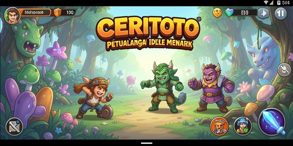 Screenshot utama CERITOTO menampilkan karakter dalam aksi Idle yang seru.