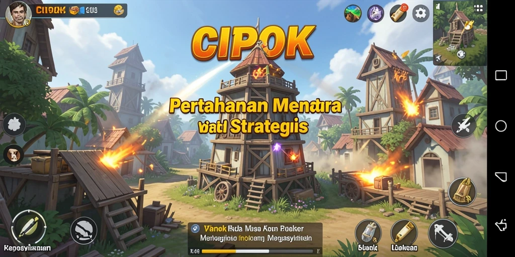 Tampilan gameplay <strong>CIPOK</strong> yang seru menampilkan aksi pertahanan menara yang intens.