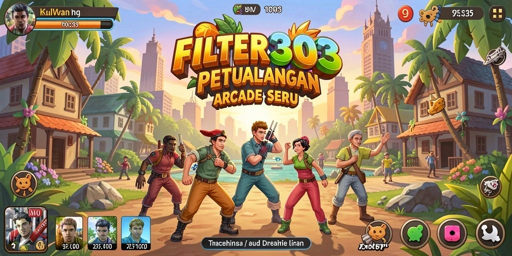 Tampilan gameplay FILTER303 yang menarik dan penuh warna.