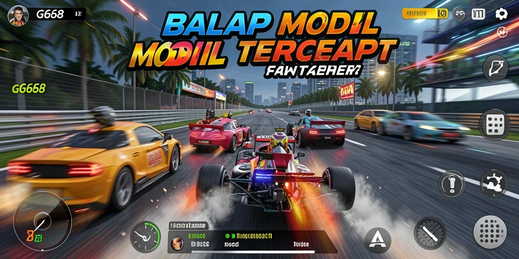 Gameplay G668 menampilkan balapan mobil yang intens dan mendebarkan.