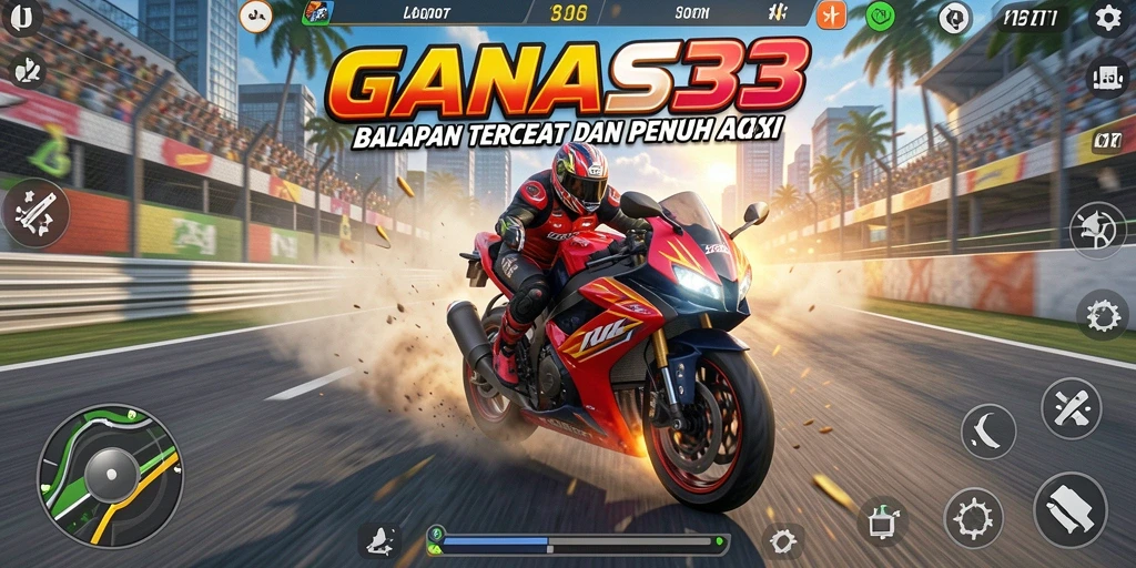 Tampilan menarik dari gameplay Motor Racing GANAS33.