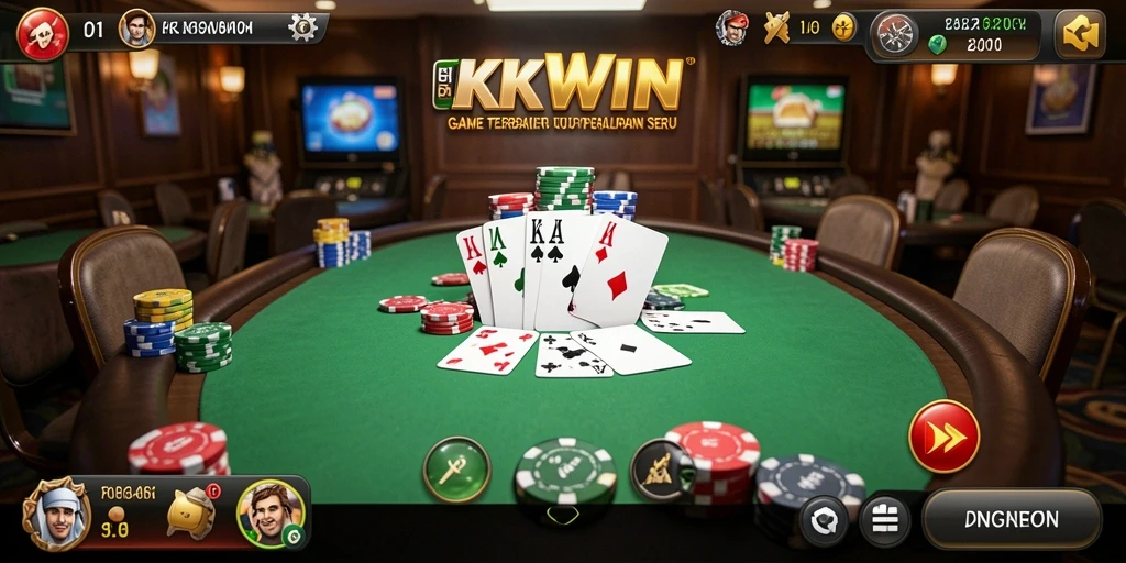Tampilan utama gameplay Poker yang seru dan mendebarkan di KKWIN.