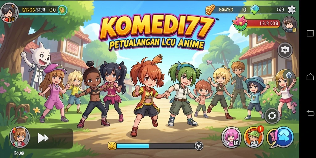 Tampilan menarik gameplay KOMEDI77 dengan karakter anime yang menghibur.