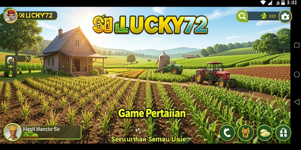 Tampilan gameplay LUCKY72 dengan kebun yang subur dan berwarna-warni.