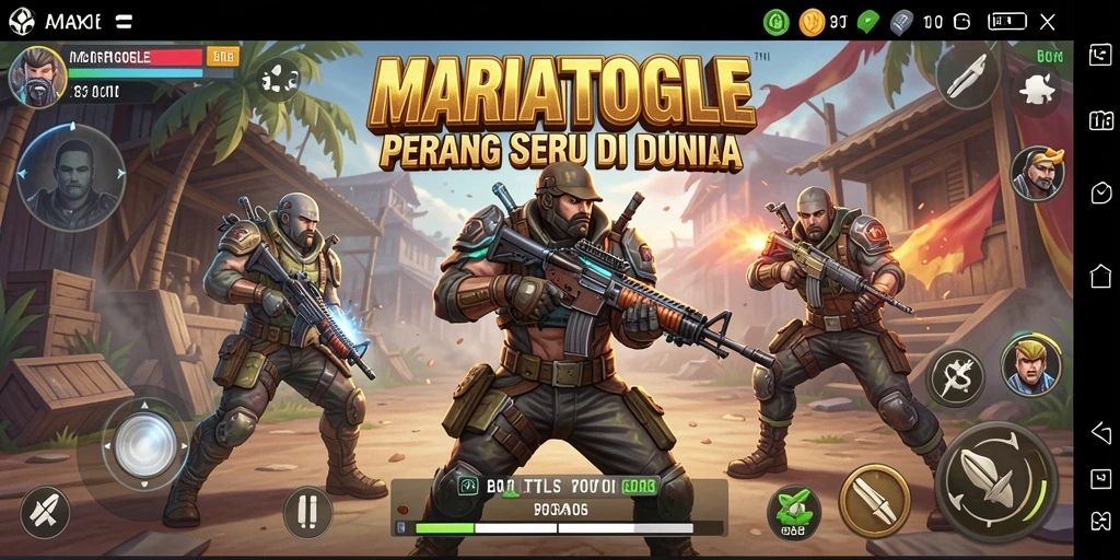 Tampilan gameplay MARIATOGEL yang penuh aksi dalam pertempuran Battle Royale.