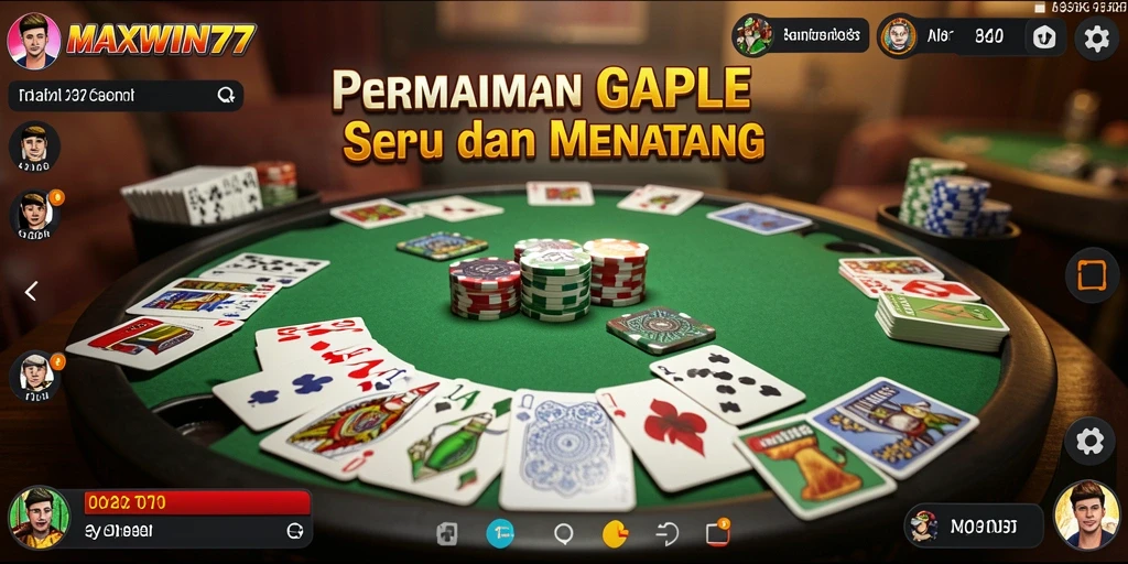 Tampilan gameplay Gaple yang seru dan interaktif di MAXWIN77.
