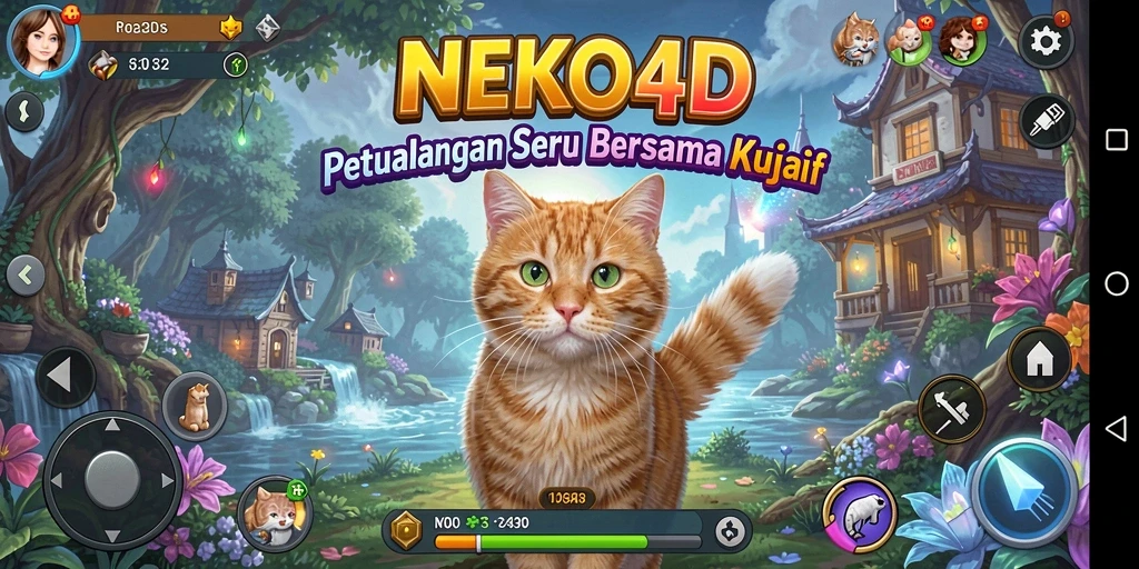 Tampilan gameplay menarik dalam NEKO4D dengan karakter kucing bersenang-senang.