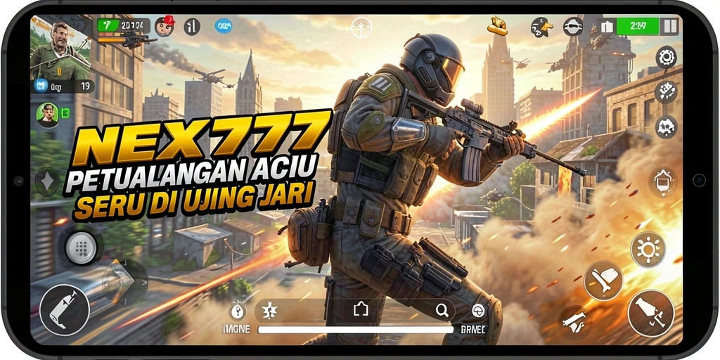 Tangkapan layar NEX777 menampilkan adegan pertempuran seru dan grafis memukau.