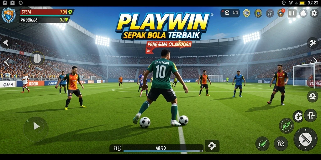 Tampilan gameplay seru dalam aplikasi sepak bola PLAYWIN.