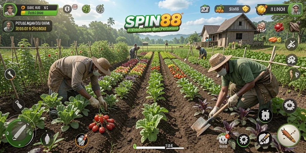 Gameplay menarik SPIN88 yang menunjukkan aktivitas berkebun.