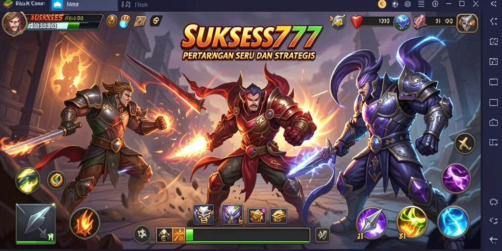Screenshot gameplay SUKSES777 menampilkan pertarungan seru antara karakter.