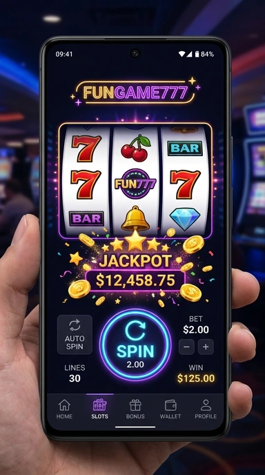 Tampilan antarmuka aplikasi fungame777 yang menarik dan mudah dinavigasi.